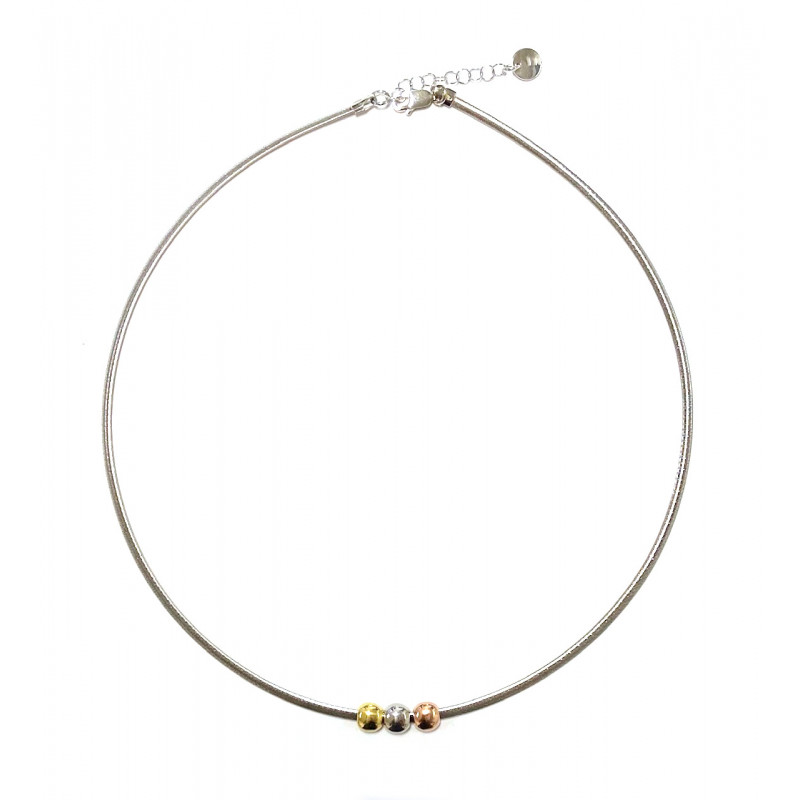 COLLIER BOULES TROIS COULEURS